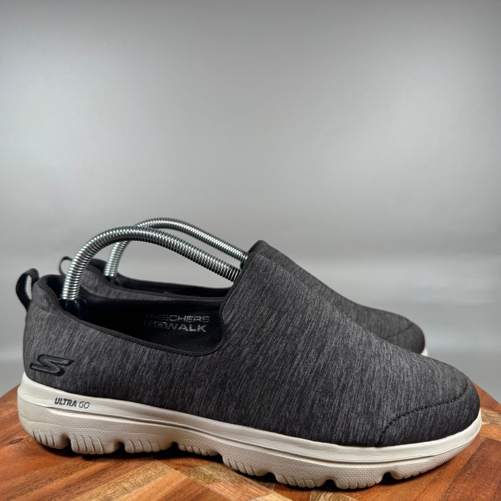 Skechers GoWalk Evolution Ultra Black Grey Slip On Walking Shoes 56061S Womens 9